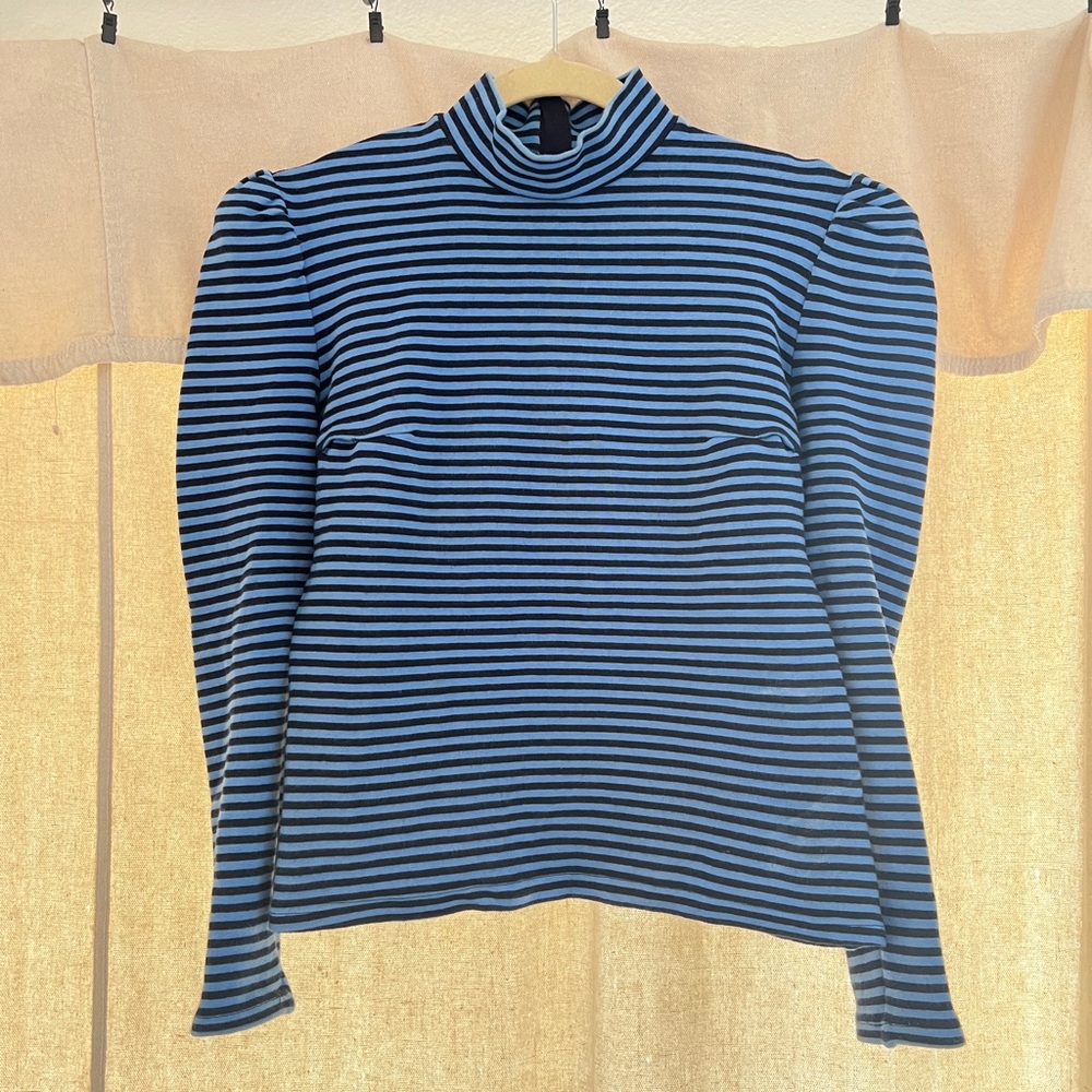 PushButton Blue Striped Turtleneck Avant Garde High Fashion Designer South Korea